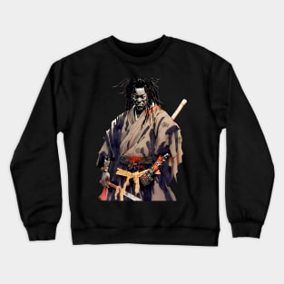 Yasuke Black Samurai in 1579 Feudal Japan No. 4 on a Dark Background Crewneck Sweatshirt